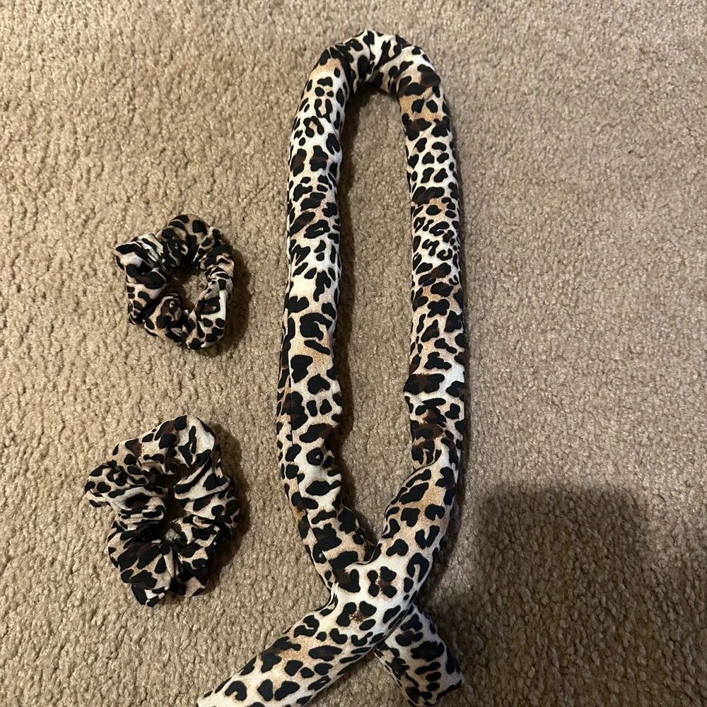 Leopard Print Hair Heatless Curler Accessories Set
